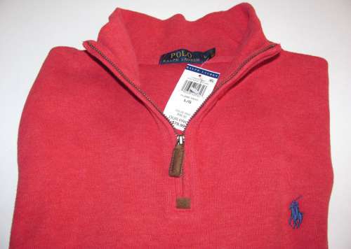 Polo Ralph Lauren Men's French Rib Half-Zip Pullover SZ L NWT $79 Red Heather online clothes deals